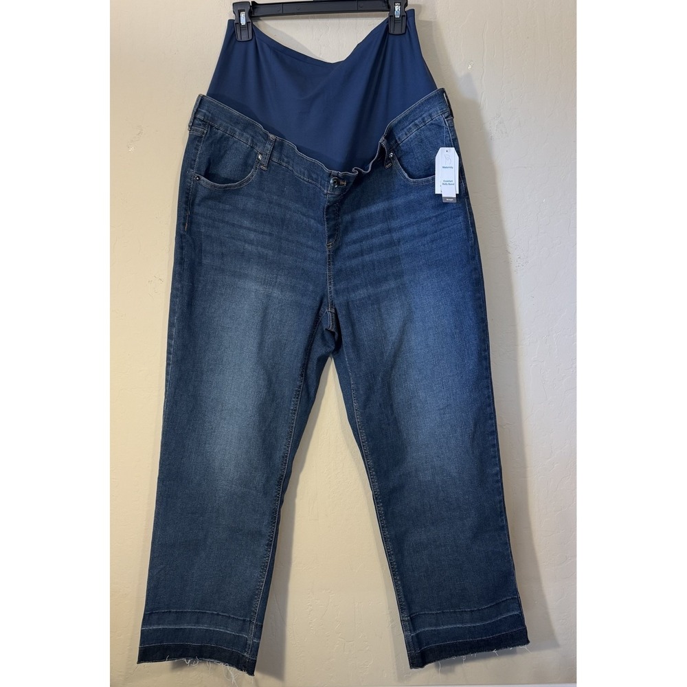 Time & Tru Maternity Pants Women XXL (20) Fullβ Panel Straight Leg Distress NEW
